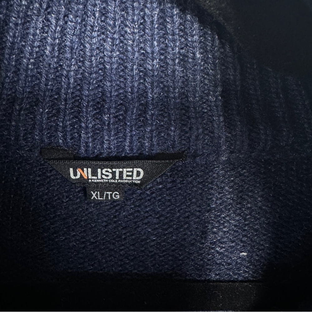 Unlisted by Kenneth Cole Wool Blend Sweater Men XL Mock Neck Pullover Navy - Picture 7 of 11